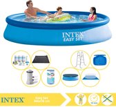 Intex Easy Set Zwembad - Opblaaszwembad - 366x76 cm - Inclusief Afdekzeil, Onderhoudspakket, Zwembadpomp, Filter, Grondzeil, Solar Mat, Trap en Voetenbad