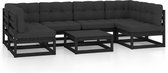 vidaXL-7-delige-Loungeset-met-kussens-massief-grenenhout-zwart