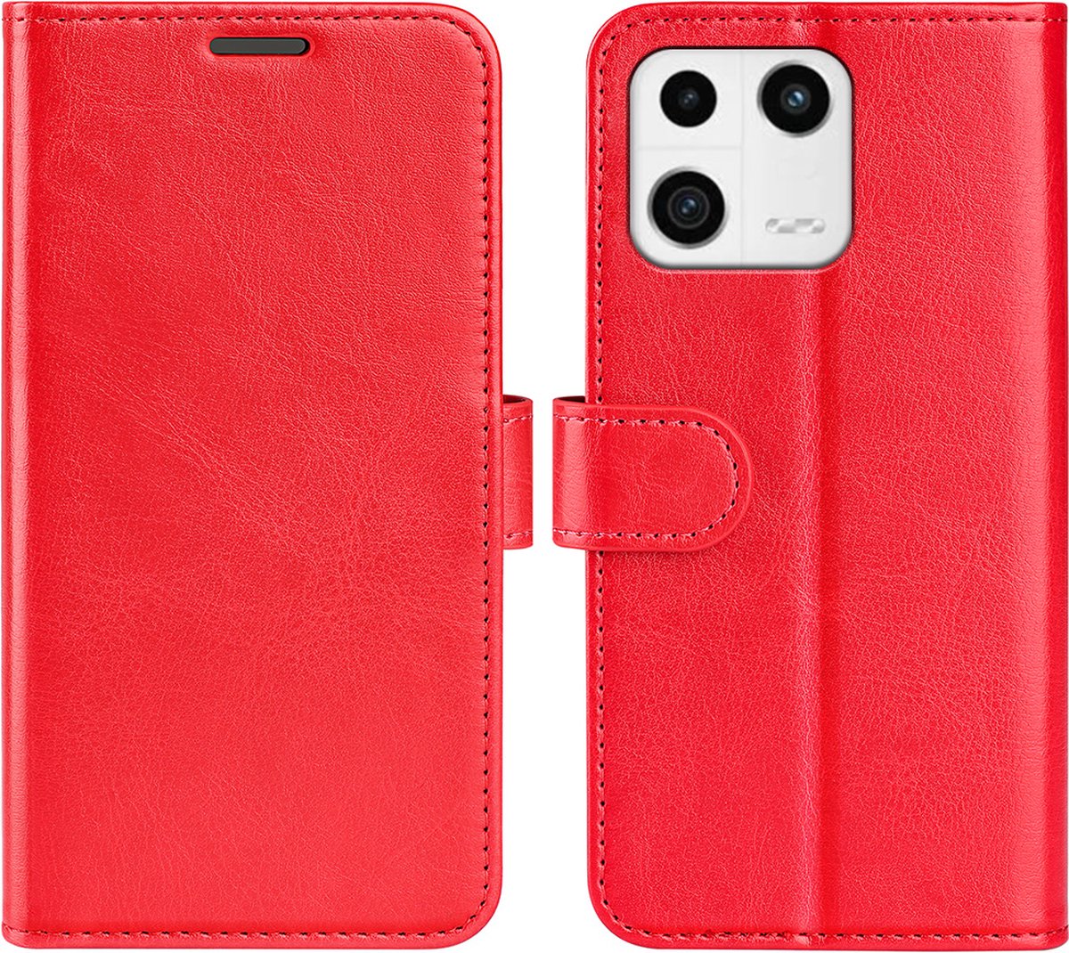 MobyDefend Hoesje - Geschikt voor Xiaomi 13 - Wallet Book Case (Sluiting Achterkant) - Rood
