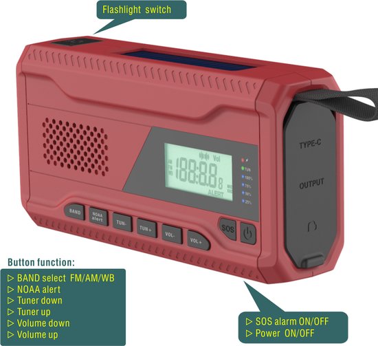 FM AM NOAA Noodzakradio Draagbare weerradio met we... – Vicedeal