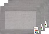 Placemats Hampton - 6x - zilver/grijs - PVC - 30 x 45 cm