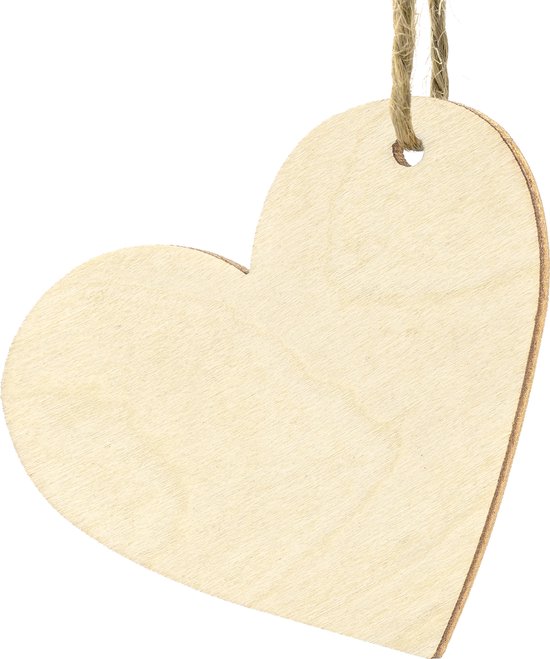 Foto: Partydeco cadeaulabels houten hartje set 10x stuks bruin 6 x 5 cm naam tags