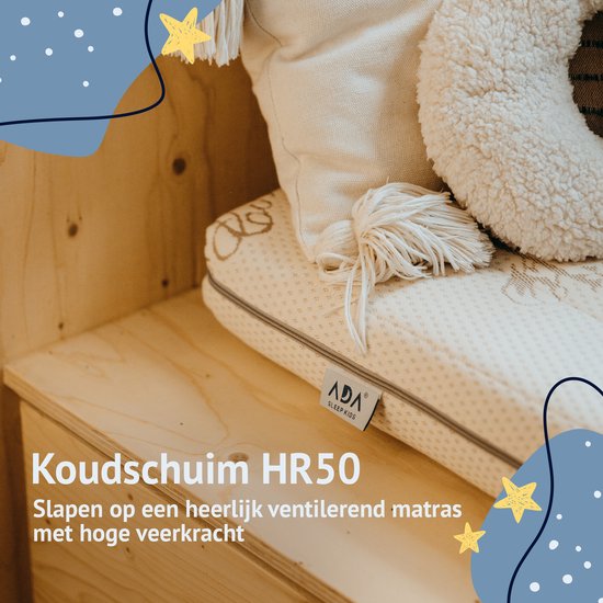 Ada Sleep Kids matras 80 x 160 cm - Koudschuim - Organic cotton - 14 cm dik - Afritsbaar - Ademend en comfortabel - Ada Sleep Kids
