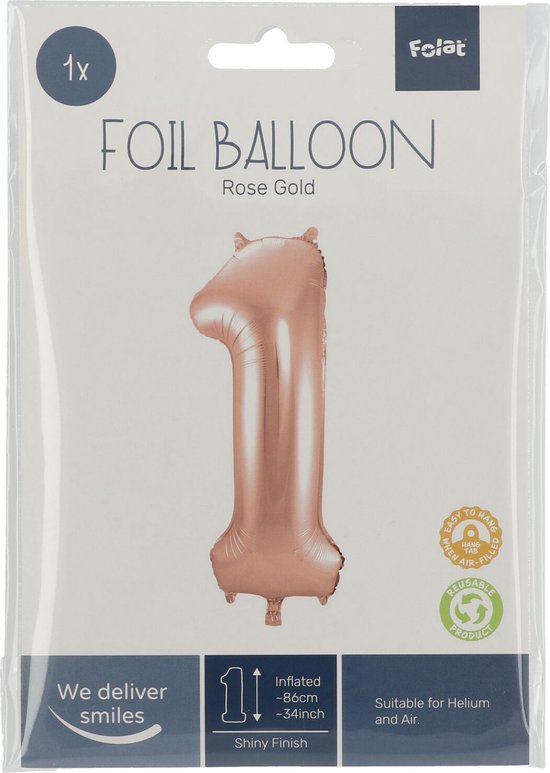 Folie ballon cijfer 16 rose goud - Sweet 16 verjaardag versiering - Shoppartners