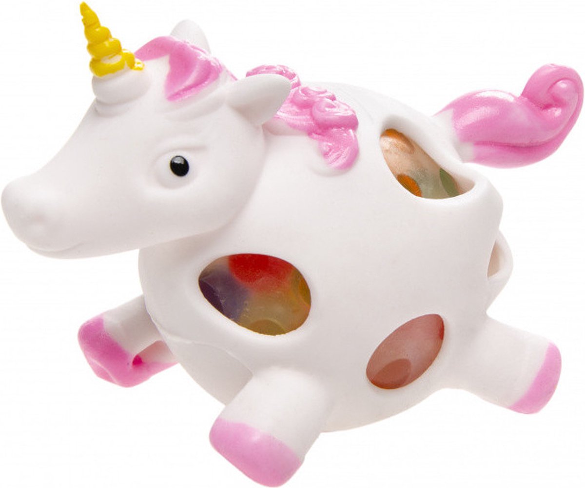 LG-Imports Stressbal Unicorn Meisjes Mesh Wit roze 9cm 12st