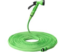 Navaris flexibele tuinslang 15 tot 30 meter - Rekbare waterslang - Inclusief sproeikop met 7 functies en kraanaansluiting - Groen