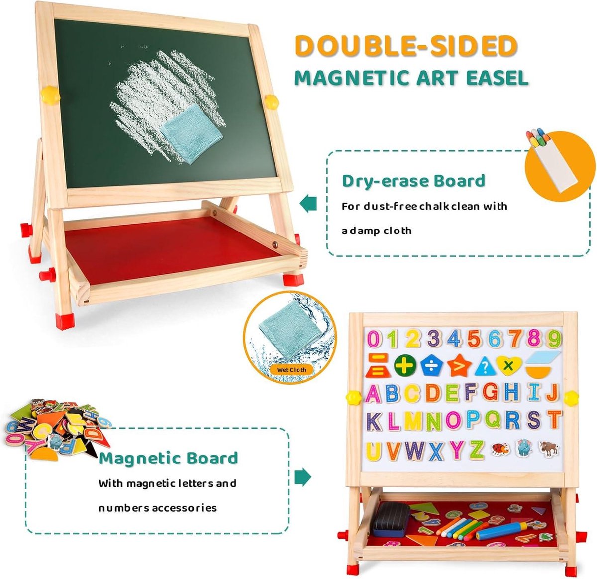 Delta Children TE87600GN-130 Houten Dubbelzijdig Krijtbord/Whiteboard