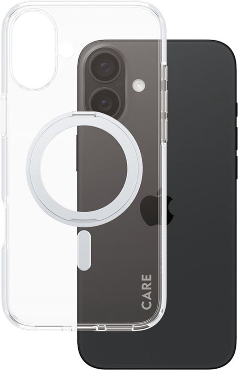 CARE by PanzerGlass Feature Case - Transparant w. - Zilver Kickstand & MagSafe iPhone 16 Plus