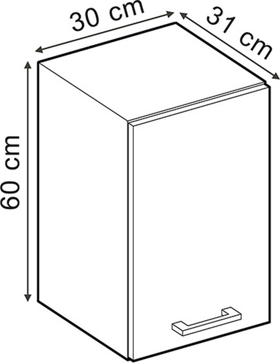 Vicco Armoire suspendue universelle R- Line, Rouge bordeaux brillant/ Wit, 30 cm avec porte