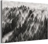 Tableau aluminium 180x120 cm - Décoration murale métal - Paysage - Brume - Forêt - Nature - Décoration murale métal salon - Décoration industrielle - Photo sur dibond - Accessoires industriels chambre