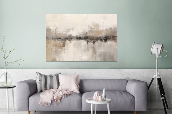 Tableau aluminium 120x80 cm - Décoration murale métal - Art moderne - Abstrait - Beige - Décoration murale métal salon - Décoration industrielle - Photo sur dibond - Accessoires industriels chambre