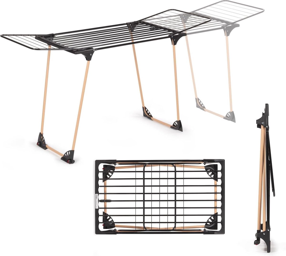 Goedkoopste Compact droogrek met 21 meter drooglengte, uitvouwbaar en opvouwbaar, 20 kg draagvermogen voor elke was