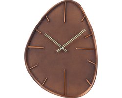 SensaHome Wandklok Dakar - Japandi Organisch Design - Assymetrische Klok Vorm - Walnoot Hout Stijl - 29x22cm - Bruin