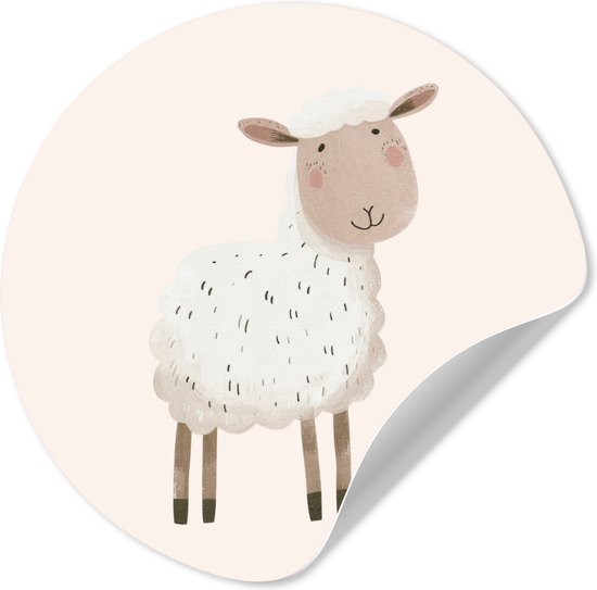 WallCircle® - Behangcirkel 30x30 cm - Muurstickers Schaap - Boerderij dier - Dieren - Muurcirkel - Kinderkamer accessoires - Decoratie babykamer - Wandcirkel zelfklevend