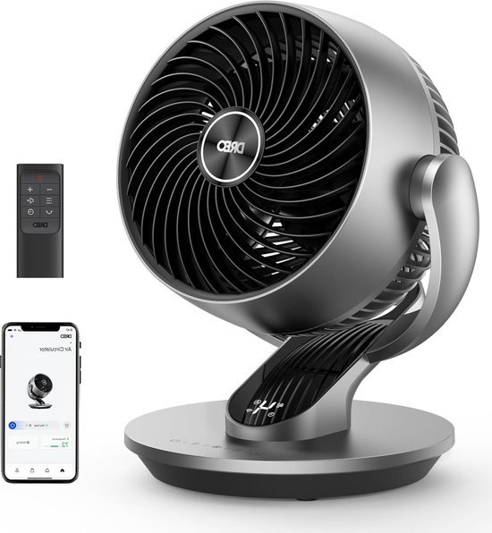 Dreo Ventilatore Da Tavolo Intelligente, 28 DB, Diametro Di 18 Cm, 4 Velocità, 5 Modalità, Timer 12 Ore, Oscillazione 120°+90°, Telecomando Vocale, Funzione Raffreddamento, Lynx S, Argento, Colore Oro
