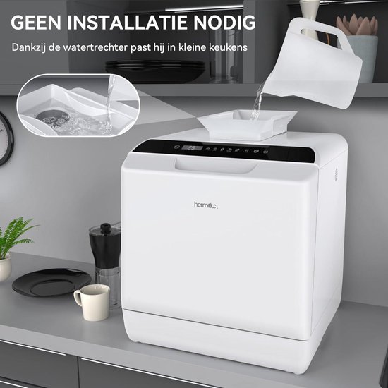Mini-vaatwasser, 800 W, goud, 360 graden draaibare sproeier, tafel-vaatwasser, 3 programma's