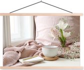 Porte-affiche avec affiche - Affiche scolaire - Nature morte - Printemps - Fleurs - 120x80 cm - Lattes vierges