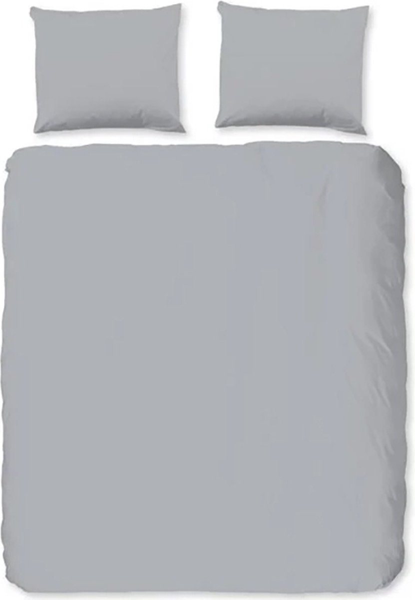 Zavelo Flanellette Effen Dekbedovertrek Grijs - 2-persoons (200 x 200/220 cm) - Heerlijk Warm en Zacht - 100% katoen - Hoogwaardige kwaliteit