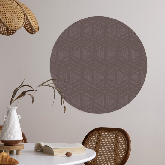 WallCircle® - Papier peint cercle 80x80 cm - Stickers muraux - Ligne - Violet - Cercle mural salon - Cercle mural chambre - Décoration de chambre autocollante - Accessoires de Décoration murale