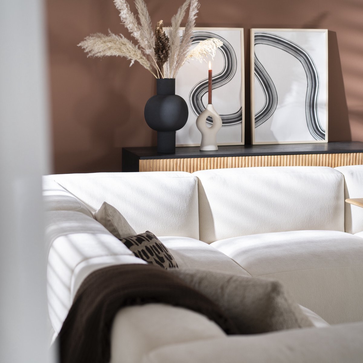 Bronx71® Dressoir Haley zwart/blank eiken 160 cm