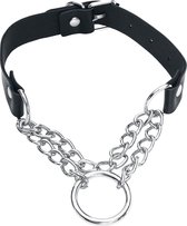 Gothicana Zwarte choker met zilveren ketting - Dames - Standard