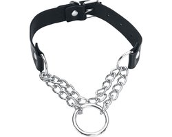 Gothicana Zwarte choker met zilveren ketting - Dames - Standard