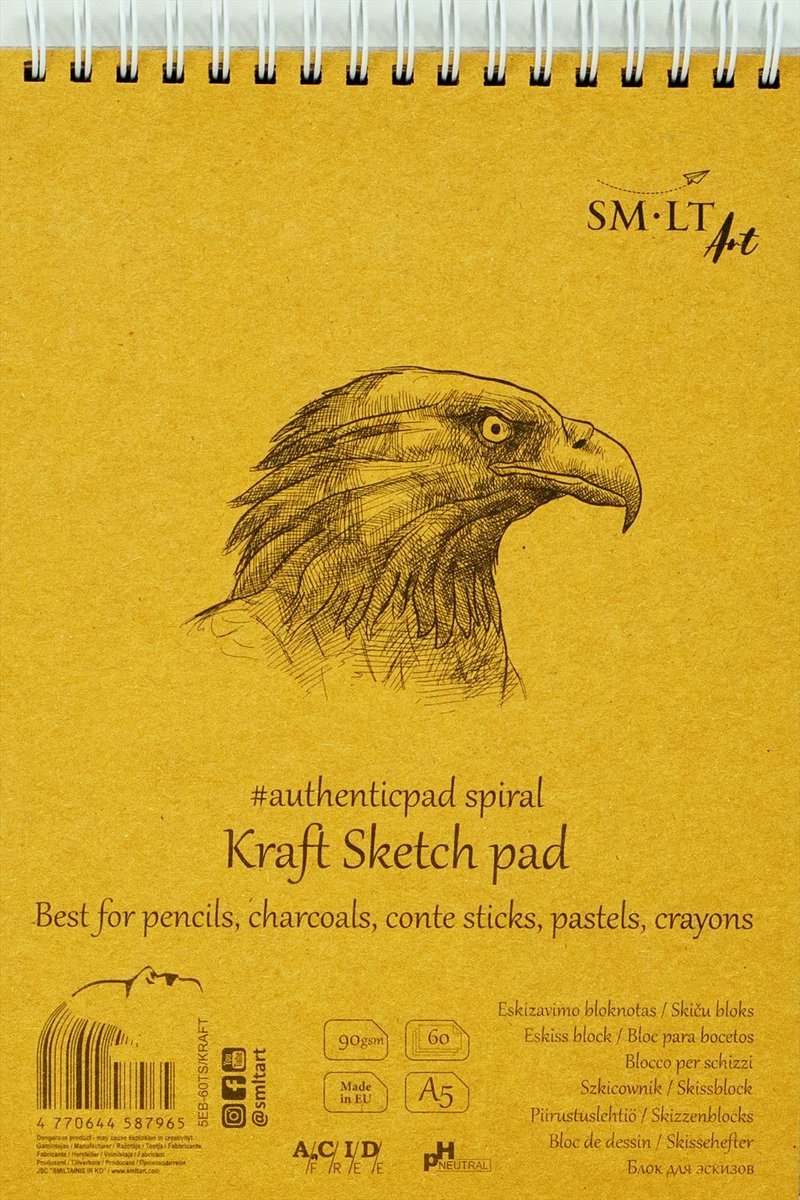 SMLT schetsblok ringband Kraft A5 90gr 60 vel karton.