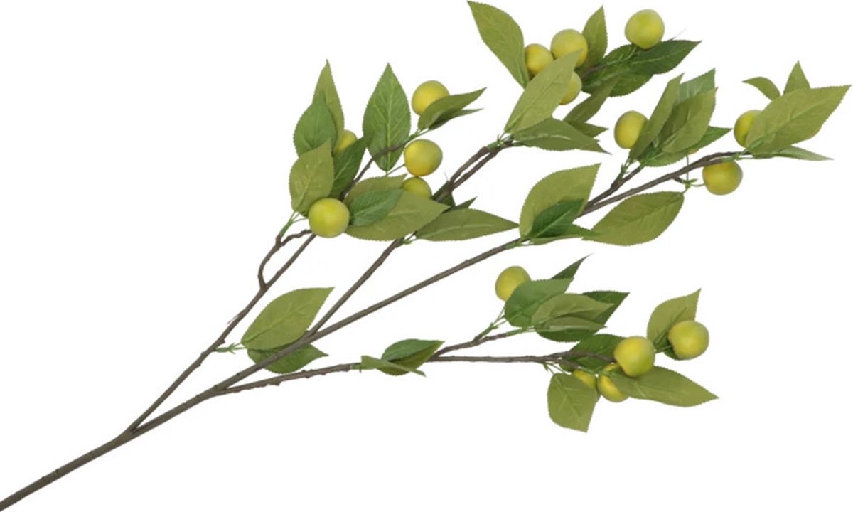 DK Design Kunstbloem fruit tak met appels - 90 cm - groen - Kunst zijdebloemen