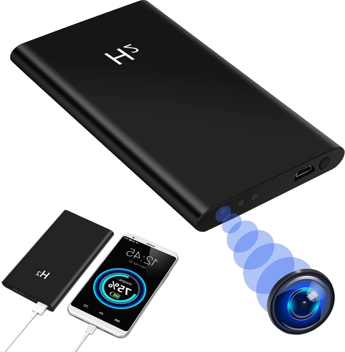 Spy Camera 2-in-1 mini-camera met powerbank 5000 mAh HD 1080p verborgen camera voor babysittercamera met nachtzicht-loop-opname