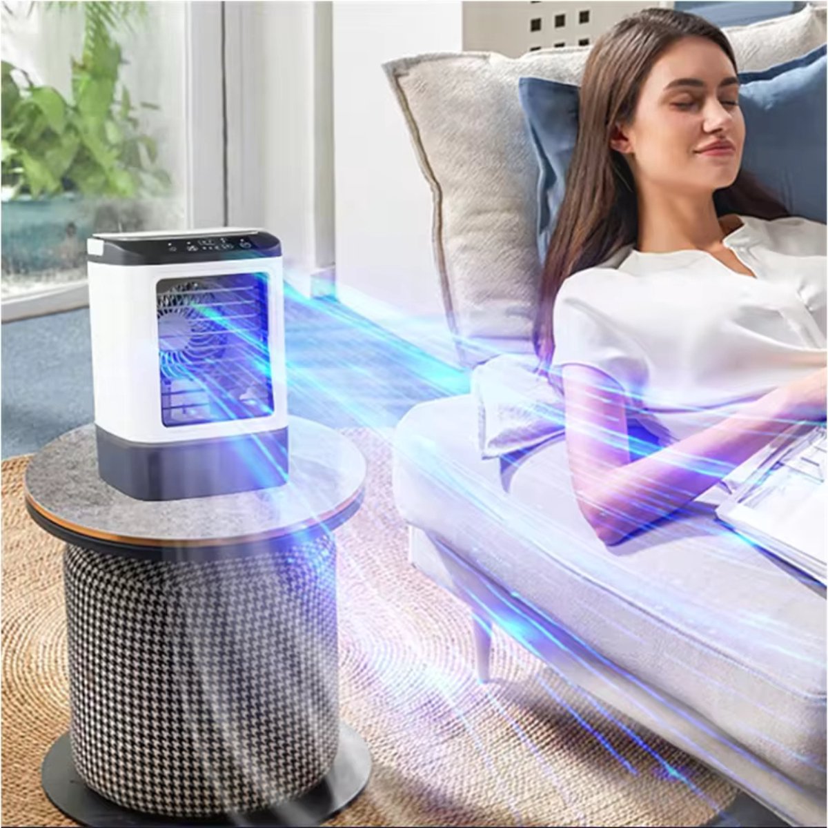 Portable Airco - Aircooler - Mini Airco - Airco Zonder Afvoerslang - Met Verlichting - Met Inbouw IJs Element - Ventilator - Energiezuinig - Draagbare Luchtkoeler - Mobiele Airco- 900ML – foto 4