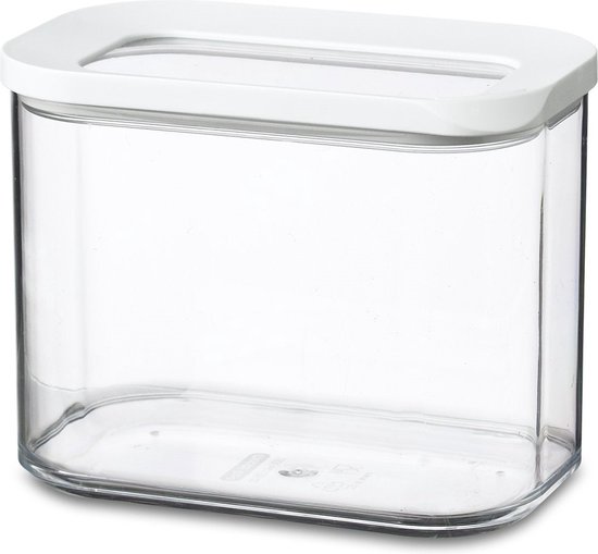 Boîte de conservation transparente Mepal Modula avec couvercle blanc.