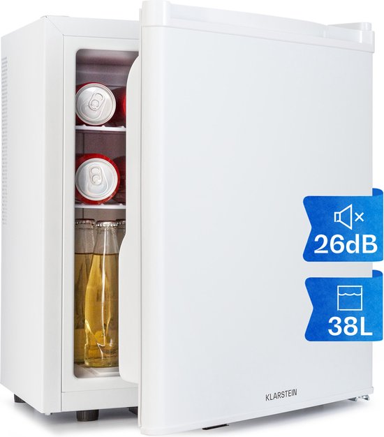 Klarstein Happy Hour 38 Koelkast - Minibar - Drankkoelkast - Compactcooling design - Volume: 38 Liter - Energielabel C - 3 Etages - Flessenvak tot 2 Liter - Bedrijfsgeluid: 26 dB - Wit