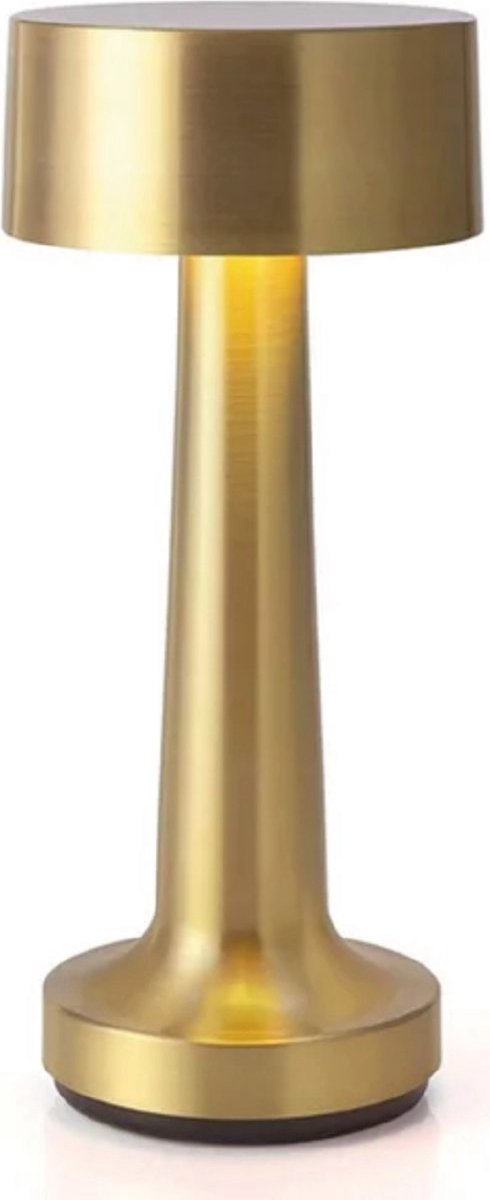 Luxus Europe - Draadloze Tafellamp Touch - Sara - Goud - 21cm - Tafellamp Slaapkamer - Decoratieve tafellamp - Oplaadbaar - Dimbaar