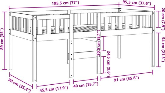 vidaXL - Lit enfant - sans - matelas - solide - bois de pin - blanc - 90x190 - cm