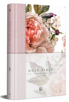 KJV Medium Size Large Print Editions- KJV Holy Bible, Large Print Medium Format, Pink Cloth Hardcover with Floral Design, Ribbon Marker, Red Letter