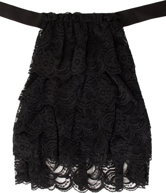 KIMU Jabot Kanten Kraag - Zwart Donker - Klassiek Vintage Victoriaans Steampunk Kant Barok Kostuum Heren Dames Carnaval Aristocraten Frill Sinterklaas Kado