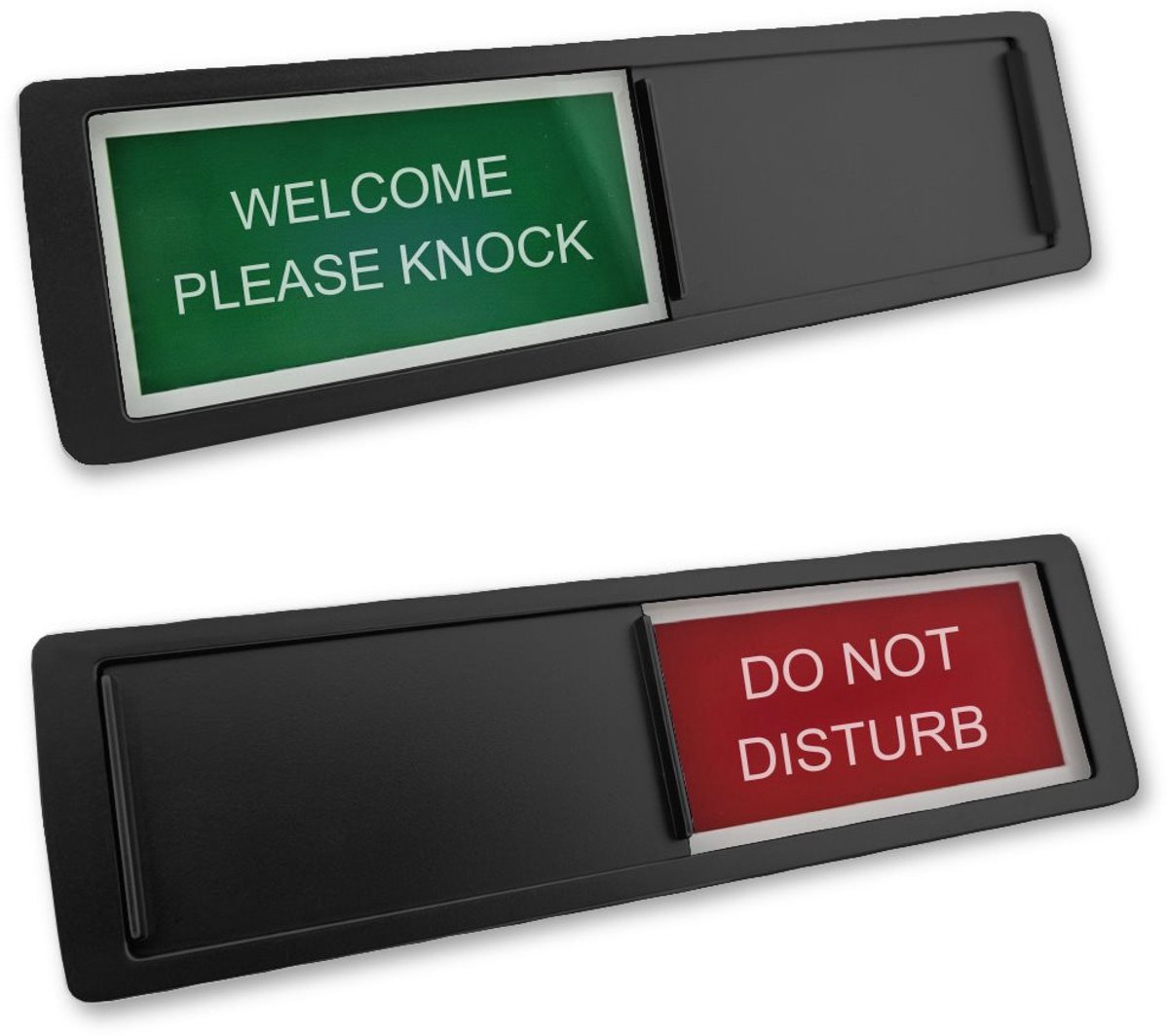 CombiCraft schuifbordje met "Welcome please knock-Do not disturb" in zwart 178 x 50 mm - per 1 stuk