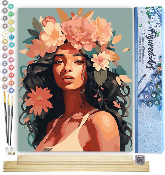 Figured'Art Peinture Par Numéros Adulte Beauté Africaine - Kit Complet 40x50cm Sans Châssis