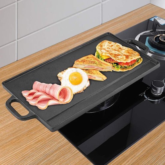 Gietijzeren ovale grillpan in Mat Zwart 32cm