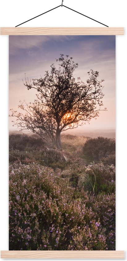 Porte-affiche incl. Affiche 60x120 cm - Affiche scolaire - La lande au lever du soleil - Affiche textile - Lattes vierges