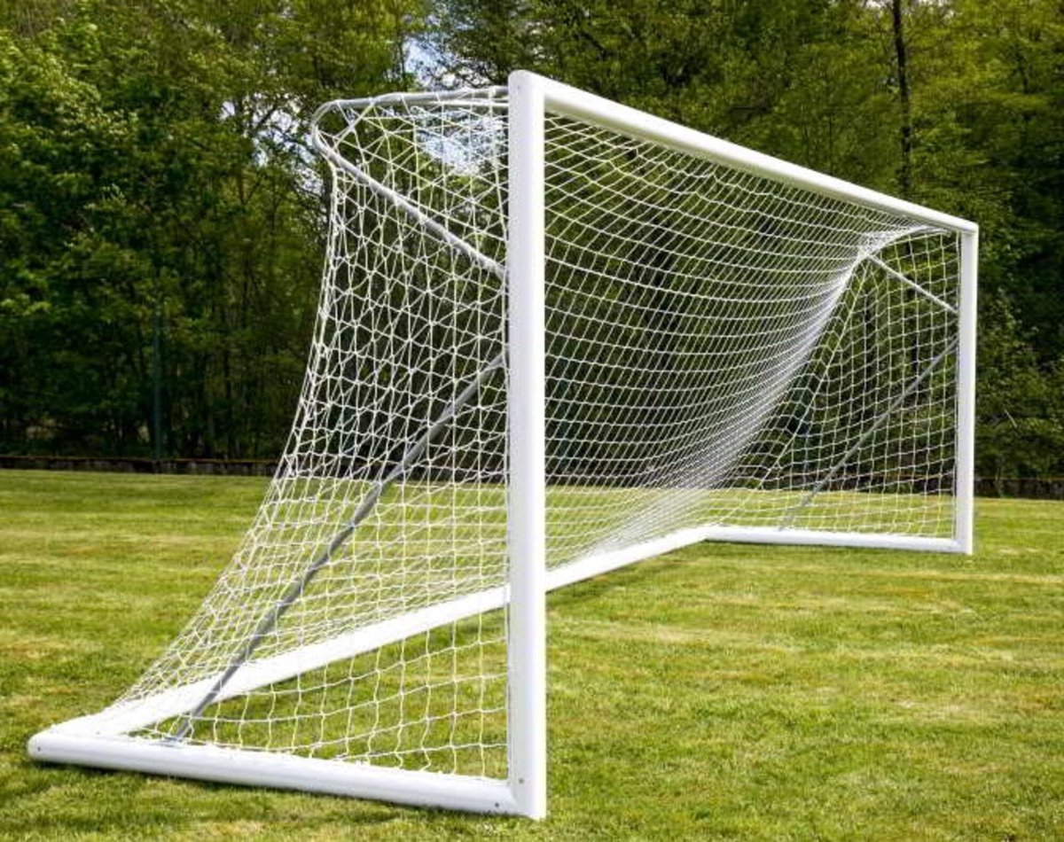 11-a-side voetbaldoelnet 2mm - Wit - Voor doel 7.32 x 2.44 x 0.8 x 1.5m