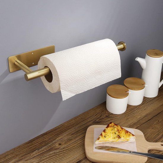 HMAKGG Roestvrij staal gebruiksvoorwerpenrek met keukenrolhouder, gebruiksvoorwerpenrek met 10 haken, keukenrail, 60 cm, ruimtebesparende gebruiksvoorwerpenhouders, wandgemonteerde