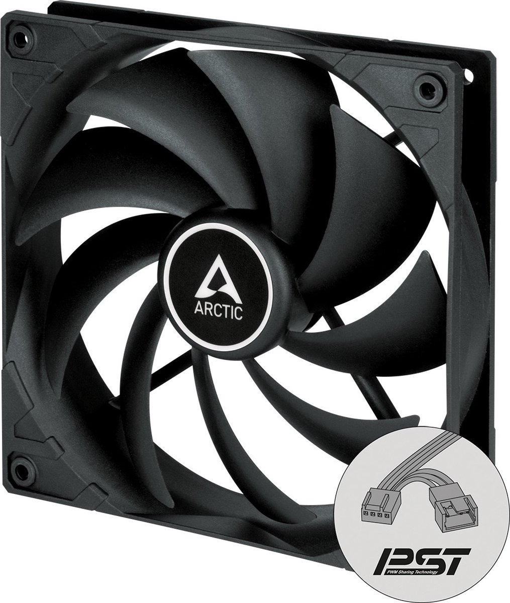 Arctic F14 PWM PST CO Black - 140 mm - 74 cfm - 200 - 1350 rpm - 18 dBA - 4-pins - incl. Kabel Splitter - zwart