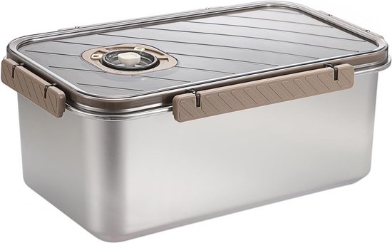 Luvetrex ® Broodtrommel van 304 roestvrij staal met deksel, vaatwasmachinebestendige broodopbergdoos met timer, vershouddoos voor brood, broodcontainer voor brood, koekjes, uien, aardappelen, knoflook