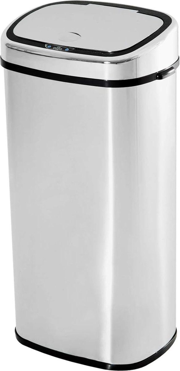 Automatische vuilnisbak met sensor - roestvrij staal - 50/68 liter - zilver vuilnisbak 60 liter