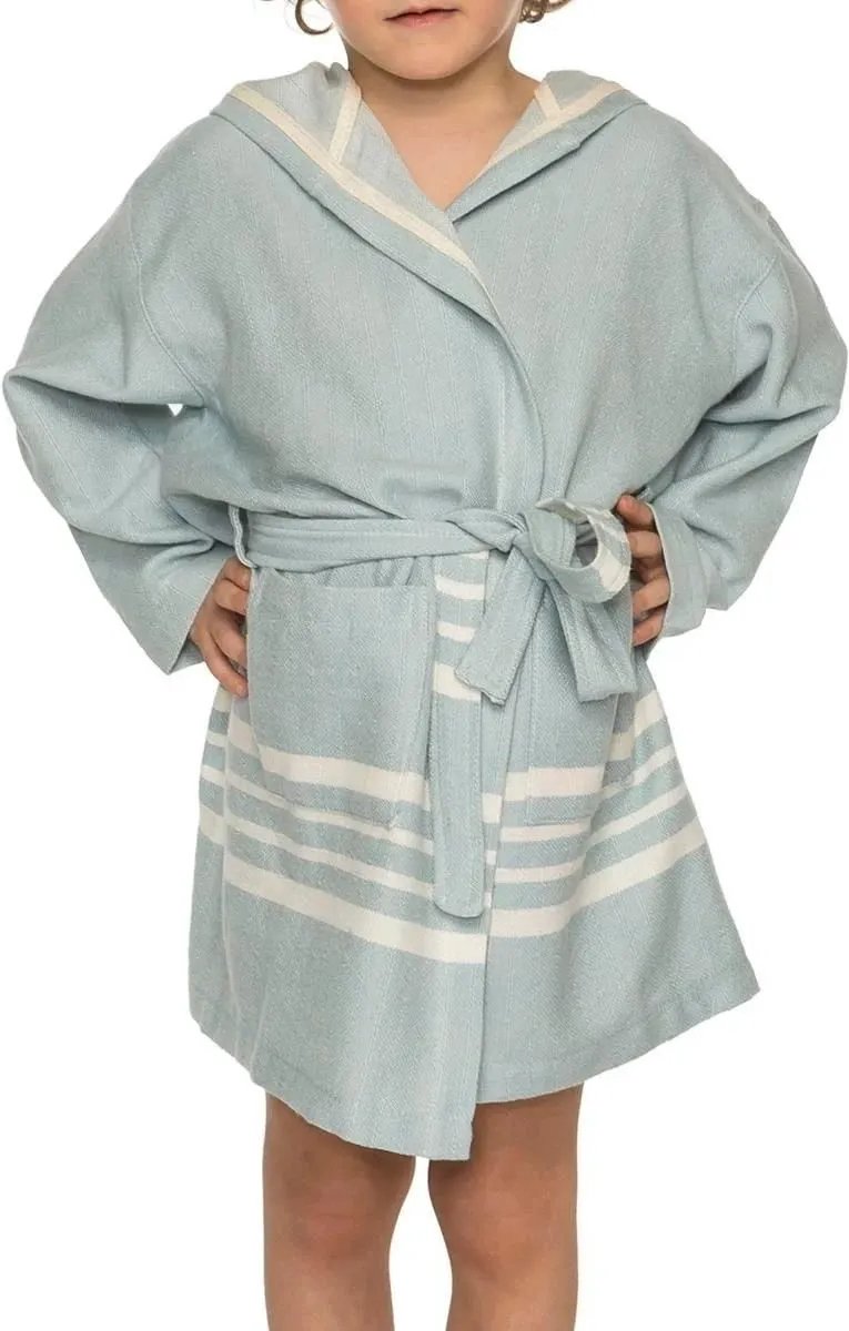 Lalay Hamam Badjas Sun Kids Blue - 4-5 jaar - jongens/meisjes/uniseks - badjas kind / kinderen met capuchon - zwembadjas