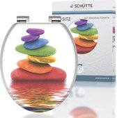 Bol.com SCHÜTTE WC-Bril 80120 COLORFUL STONES - MDF-Hout - Soft Close - Verchroomde Scharnieren - Belastbaar tot 175 kg - Decor ... aanbieding