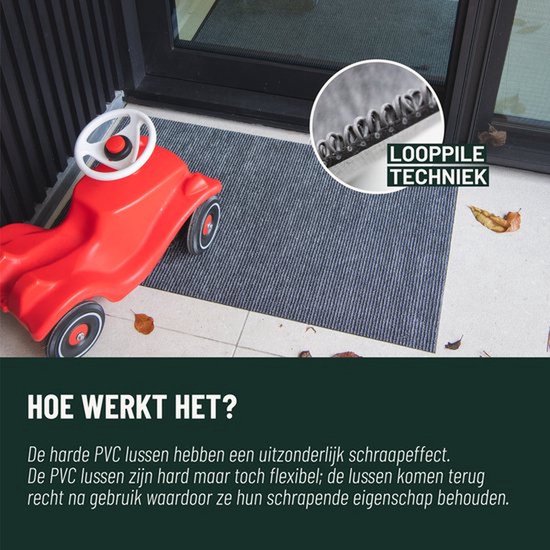 Antislip Deurmat Buiten Studio M - OUTDOOR - Buitenmat - 50x80cm - Zwart - Antraciet - All-Weather Deurmat - Droogloopmat Buiten - UV-/Chloor-/Zoutwaterbestendig - Geschikt voor aan Buitendeur, Zwembad, Sauna, Buitendouche, BBQ, Camping