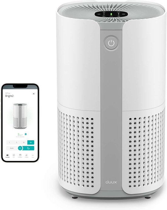 Duux Bright 2 Smart Luchtreiniger - 210 CADR geschikt voor 42m² - Air Purifier met Luchtkwaliteitsindicator en Ionisator - Wit