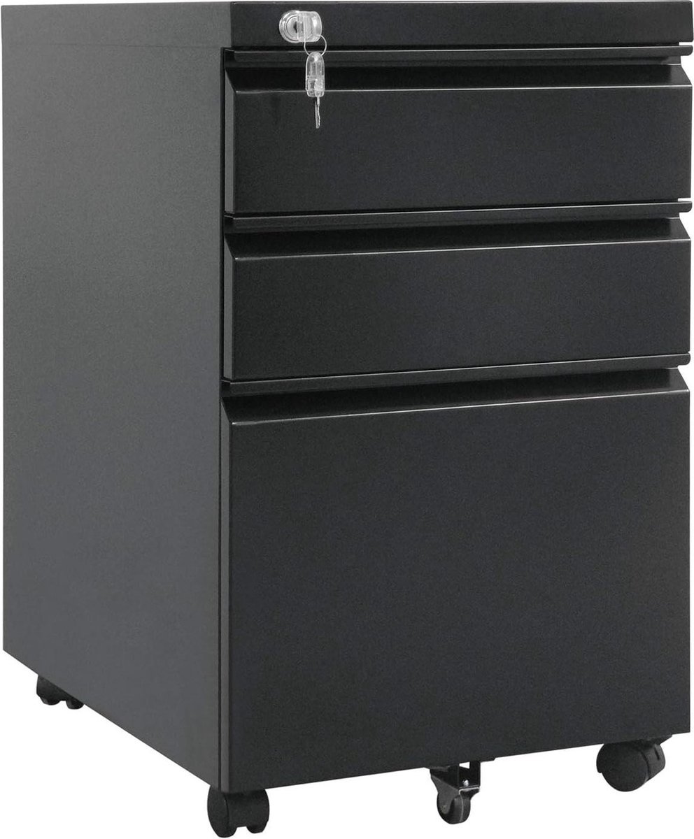 Kantoor-rolcontainer met slot 3 laden 39 x 64 x 50 cm zwart Ladeblok